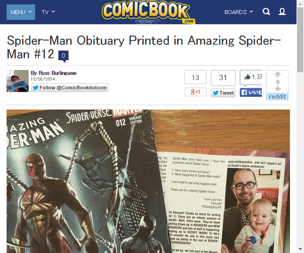 アメイジング スパイダーマン 12に印刷されるスパイダーマン死亡記事 Marvel Info マーベル インフォ