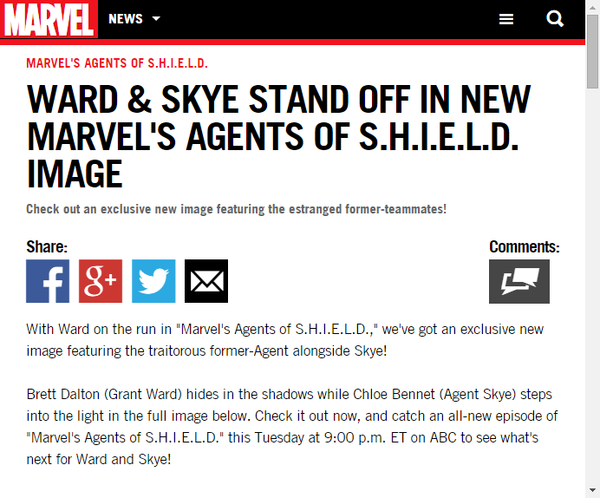 明暗に立つウォードとスカイの エージェント オブ シールド の新たなイメージ画像 Marvel Info マーベル インフォ
