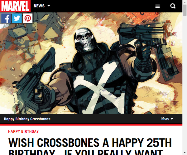 クロスボーンズ生誕25周年 祝おう あなたが望むならね Marvel Info マーベル インフォ