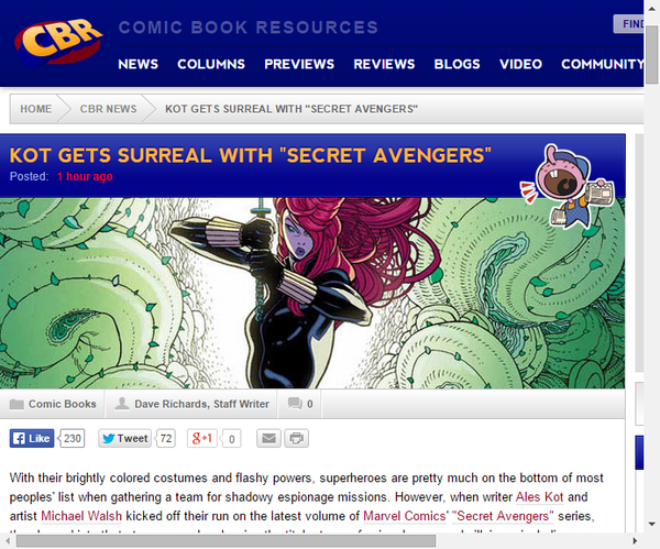 ライターのアレス コットによる シークレット アベンジャーズ についてのインタビュー Marvel Info マーベル インフォ