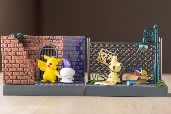 ポケモンの街 夜の路地裏 ピカチュウ ヒトモシ ミミッキュ レビュー 関節フィギュア庫