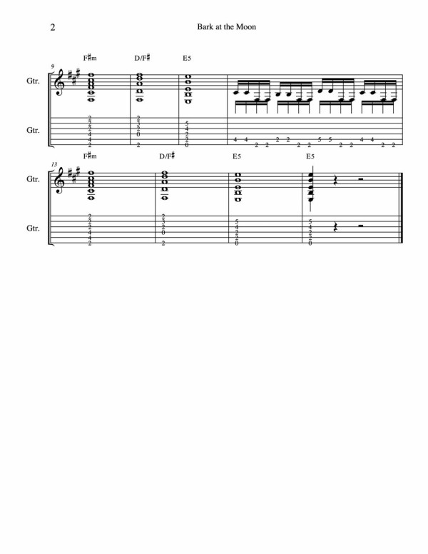 TAB譜】Ozzy Osbourne「Bark at the Moon」Jake E. Lee 本人の