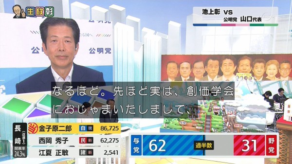 テレ東参院選特番の池上彰さん 創価学会と公明党党首を通じて池田大作さんの生存確認 市況かぶ全力２階建