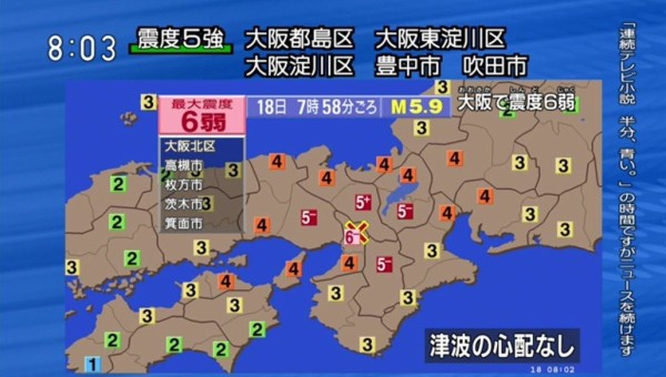 緊急地震速報に反応する地震アルゴリズム 大阪北部震度6弱の地震で不発 市況かぶ全力２階建