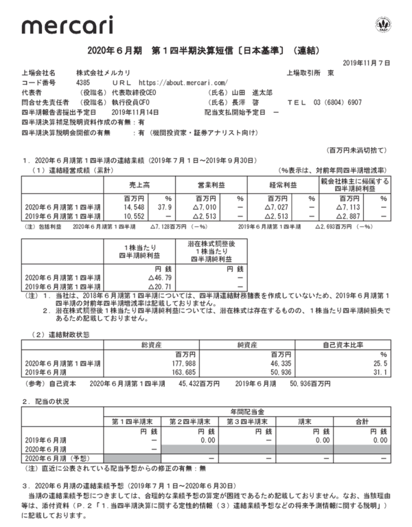 メルカリ クソ決算で株主に最大 還元祭 市況かぶ全力２階建