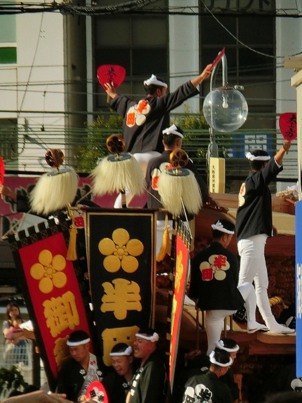 19 貝塚市 麻生郷だんじり祭り（試験曳き③） : 神社前2F特設祭事場