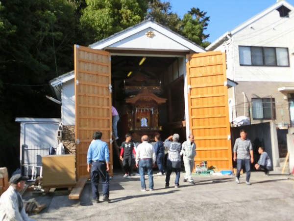 18 常滑市 奥条常石車 追幕新調（試験曳き①） : 神社前2F特設祭事場