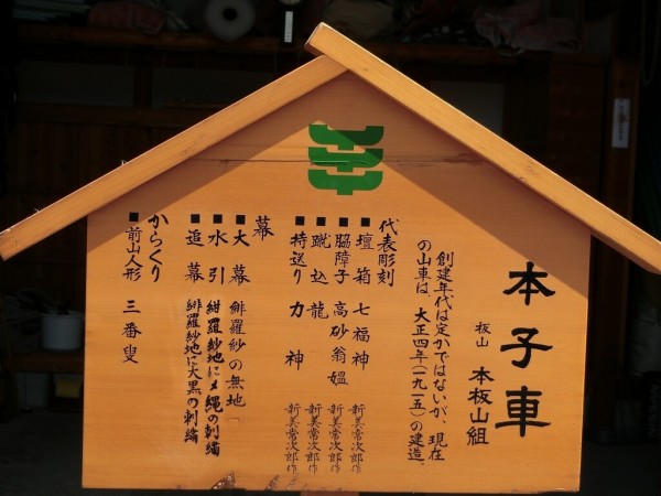 山車紹介【半田市 板山 本板山組 本子車①】 : 神社前2F特設祭事場