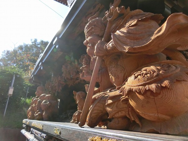 18 常滑市 奥条常石車 追幕新調（試験曳き①） : 神社前2F特設祭事場