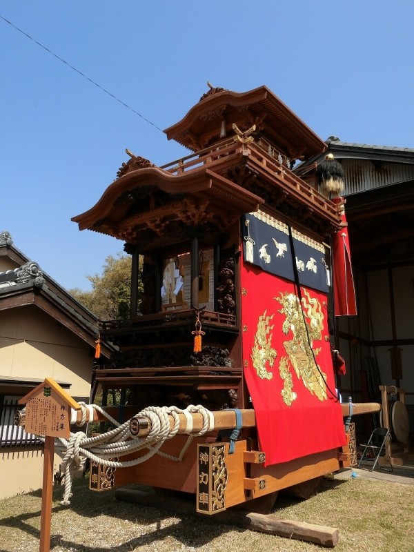 山車紹介【半田市 板山 日役組 神力車①】 : 神社前2F特設祭事場