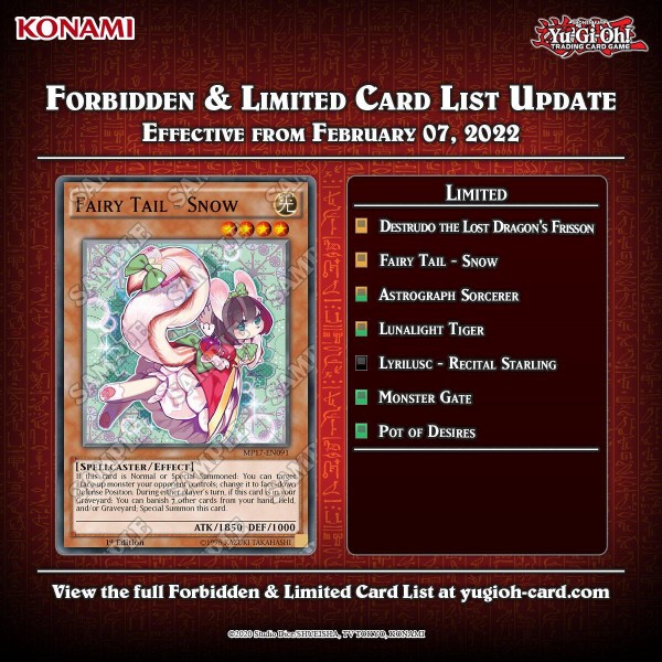 遊戯王TCG】海外の2022年2月7日の新禁止制限リストが判明
