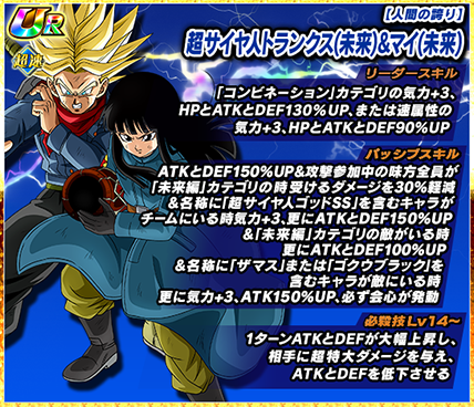 ドッカンバトル 極限Z覚醒『SS孫悟飯(未来)／トランクス(未来)&マイ