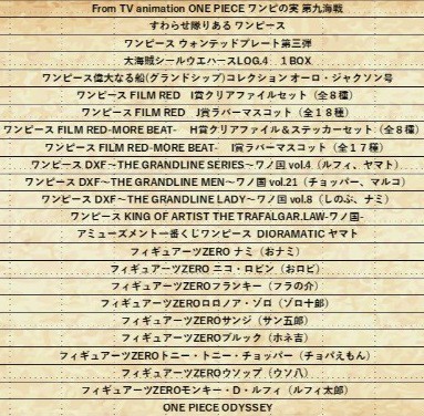 ONE PIECEカードゲームフェスタ2023 お楽しみ抽選会 記念品一覧 公開