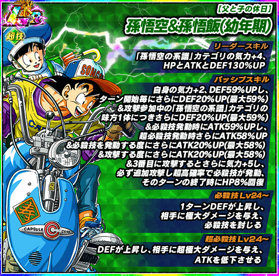 ドラゴンボール ビジュアルアドベンチャー 88 お父さんとの休日 孫悟空 孫悟飯 ドッカンバトル LR『父と子の休日 孫悟空&孫悟飯(幼年期)』の詳細