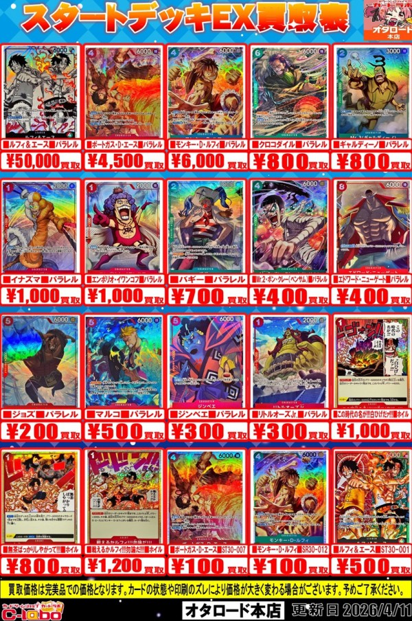 ワンピカード スタートデッキEX ルフィ&エース パラレル版 発売25日目