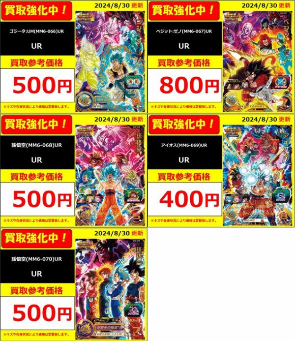 SDBH LC まとめ売り SDBH MM6弾 発売9日目の販売・買取相場 (前回との価格比較