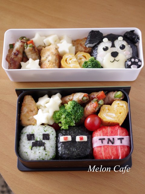 マインクラフト Minecraft のキャラ弁当とブラックハヤテ号おにぎり 運動会のお弁当 めろんカフェ Powered By ライブドアブログ