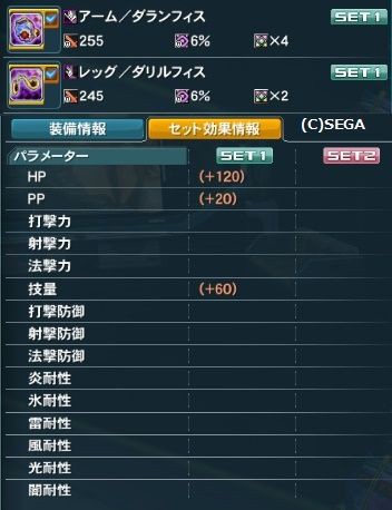 双子のユニット アーム ダランフィスとレッグ ダリルフィスの性能 だらだらpso2