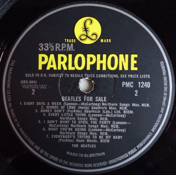 本日の中古盤 THE BEATLES/BEATLES FOR SALE/UK MONO & STEREO