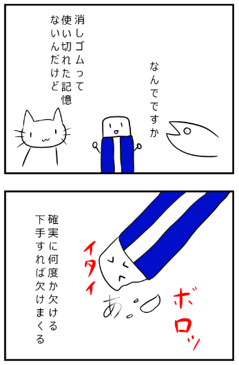 消しゴムを最後まで使い切れないから 私以外にも使い切れない人が居る証明をする ひねくれさん