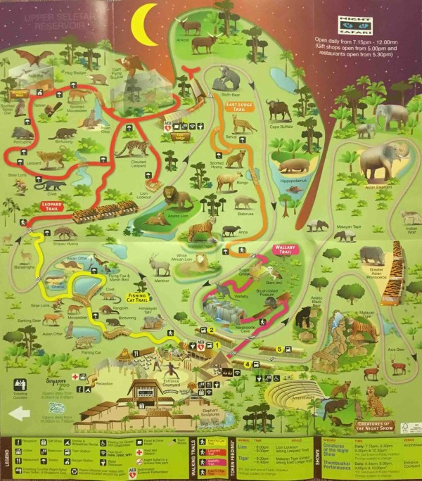シンガポール ナイトサファリ Night Safari 攻略法 園内マップ ショー トラム みどのblog