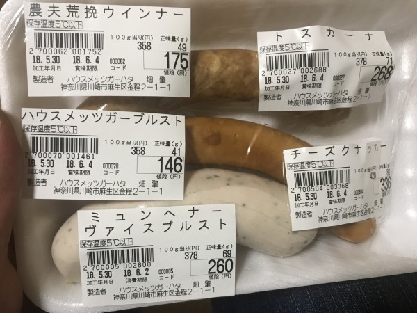 神奈川県 ハウスメッツガー ハタ ウインナーほか 2500円 奨学金で飯を喰らうマン