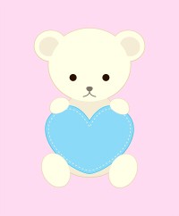 テディベアとハートのイラスト素材 白クマ ハートの素材屋