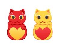 白と黒の招き猫イラスト素材 ハートの素材屋