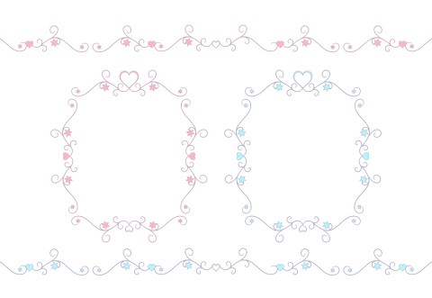 細い線と小さいハートのフレーム 横線素材 ハートの素材屋