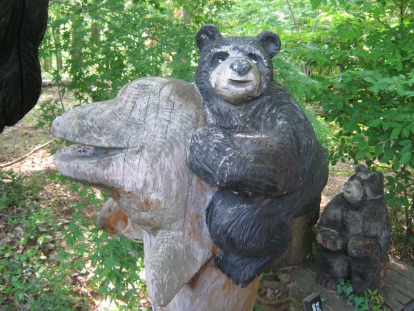 チェーンソーで作った木彫りグマが120匹以上いる！「熊の森