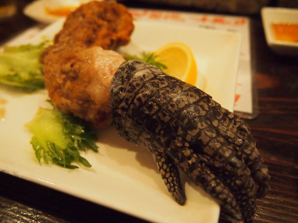 珍獣屋 でウーパールーパーの一本揚げ ワニの手の一本揚げ マンボウの刺身を食べてきた 東京別視点ガイド