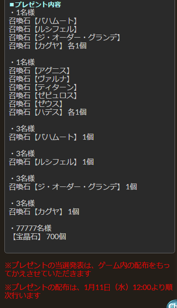 グラブル クリスマスのログインプレゼントが順次配布 お正月プレゼントは11日より配布予定 ミニゴブ速報 グラブルまとめ