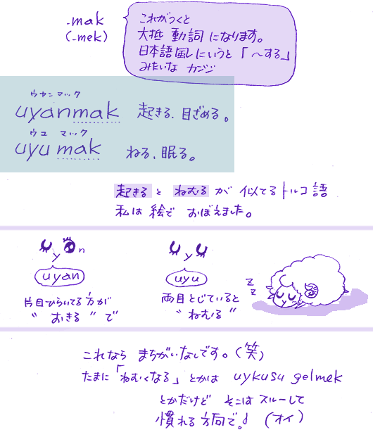 起きる 眠る トルコ語 外国 とつくに ことば