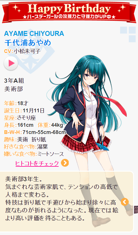 ガールフレンド 仮 本日birthdaygirlは千代浦あやめです ガールフレンド 仮 キューピッド