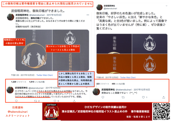 警告 著作権画像 フリー素材ではありません 稲荷狐シルエット イラスト 不正注意 稲荷神社 御朱印 御朱印帳等の利用禁止 模写も法律違反です 水色ことりイラスト作品 著作権侵害事例 盗用 複製 無断商品化 不正利用