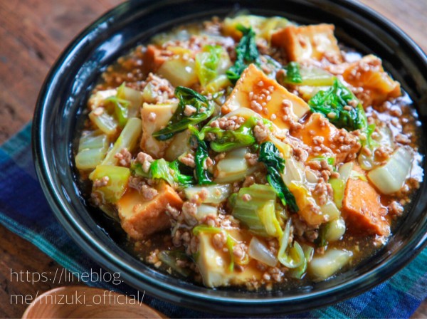 ♡お肉は少しで大満足♡厚揚げと白菜のそぼろあんかけ♡【#簡単レシピ