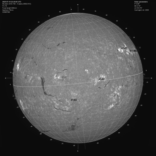 太陽全景Hα線の観察記録 : ほしぞloveログ
