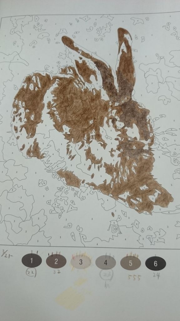 ２ ６ 苦肉の策 野うさぎ パズルぬりえを塗っています