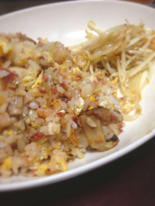 サンジの満腹ごはん チャーハンともやし炒め をつくる 今日も食べておる