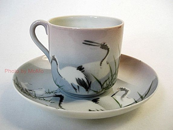 骨董 アンティーク 西浦造 西浦陶器店 美濃 横浜焼 色絵 小鳥