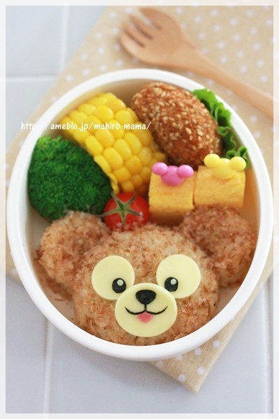 キャラ弁 ふわふわダッフィー レシピあり Momo S Obentou キャラ弁 Powered By ライブドアブログ