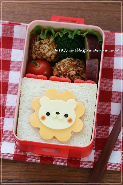 簡単型抜きでチーズのライオンくんのお弁当 キャラ弁 Momo S Obentou キャラ弁 Powered By ライブドアブログ