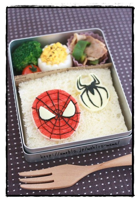 キャラ弁 スパイダーマンのサンドイッチ弁当 Momo S Obentou キャラ弁 Powered By ライブドアブログ