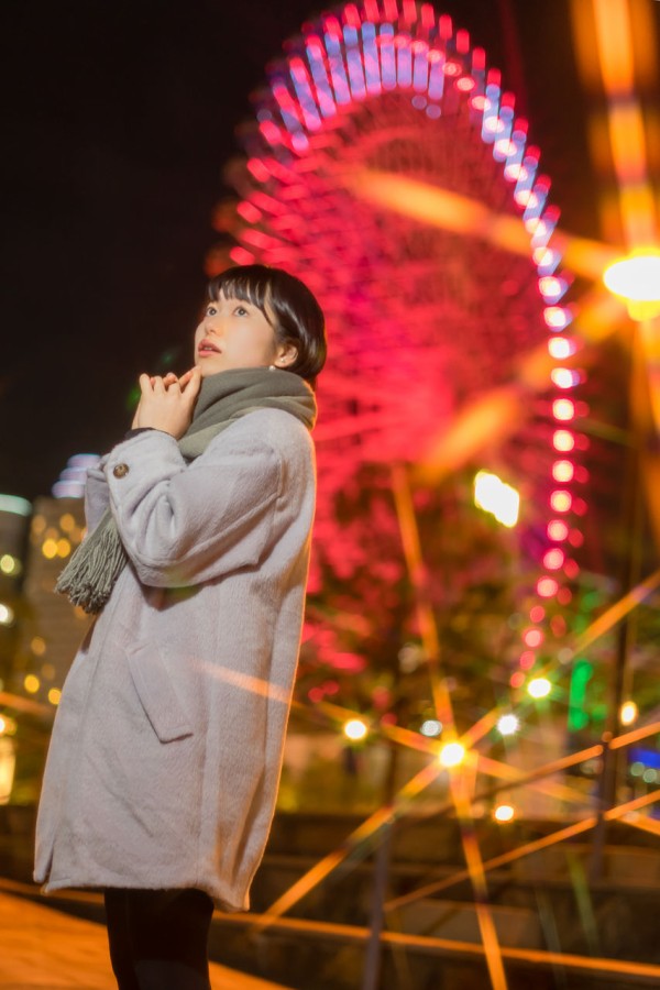 横浜ナイトポトレ あおいさん 横浜みなとみらい地区 撮影会 あきぴフォト でポートレート