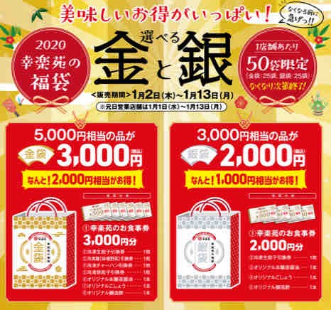 年福袋 幸楽苑の選べる金と銀の福袋中身はお食事券 冷凍食品 調味料などお得 年1 2 木 節約と副収入で貯金を増やすブログ 目指せ金持ちライフ