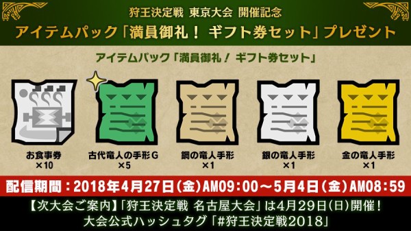 Mhw アイテムパック 満員御礼 ギフト券セット が配信 お食事券 古代竜人の手形ｇ 鋼の竜人手形 銀の竜人手形 金の竜人手形が貰える モンハンワールド モンハンライズ サンブレイク2chまとめ速報 Mhrise攻略