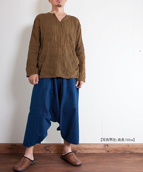 新着☆藍染手織り綿リスパンツ,モン族ヘンプアラジンパンツ,モン