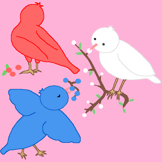 絵 【赤い実を運ぶ鳥さん】 絵画