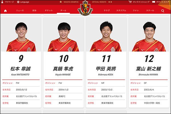 U 16日本代表候補にも選ばれたことがある名古屋グランパスu 18の真鍋隼虎選手は高槻fc出身 高槻つーしん