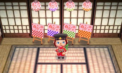 マイデザイン 提灯用のマイデザイン2 ピンク地に桜と市松柄 どうぶつの森 マイデザイン工房ソレイユ